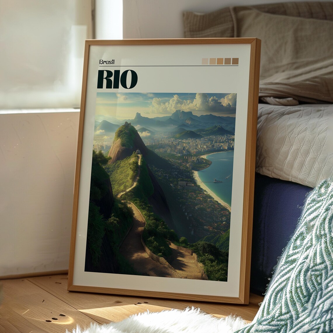 Rio Brazil Aerial Sugarloaf Coastline City Scenic Travel Poster - Image 3