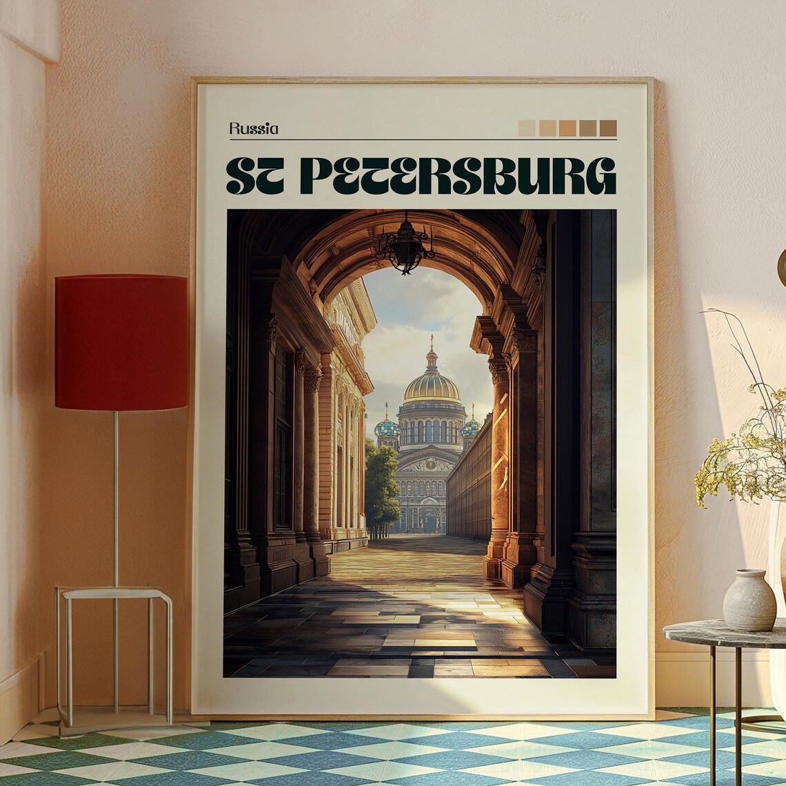 St Petersburg Russia Grand Colonnade Arch Golden Dome Cathedral Poster - Image 2