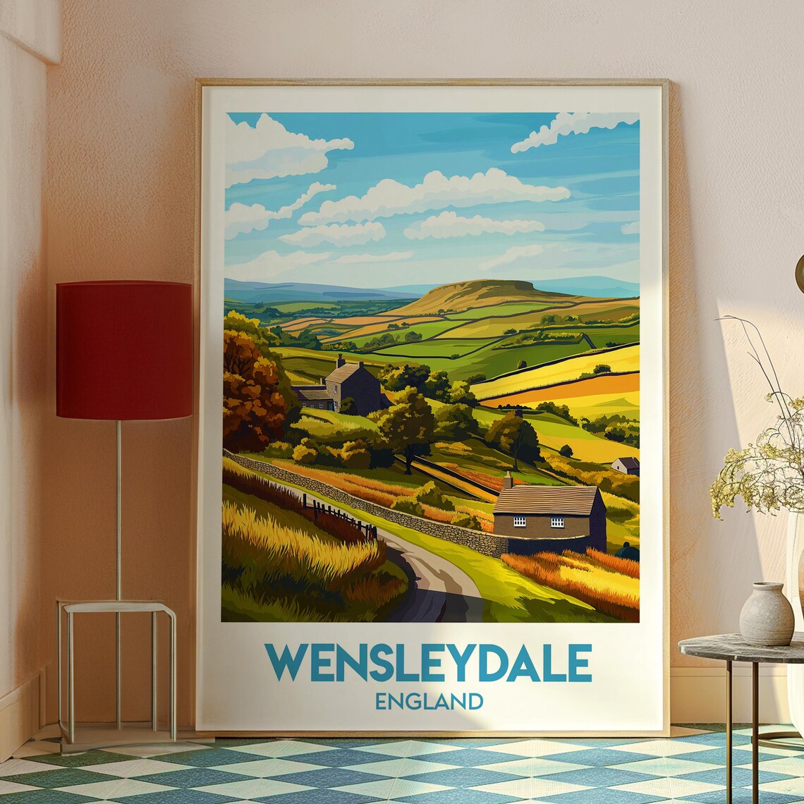 Wensleydale England Retro Travel Poster Yorkshire Dales Hills Art - Image 2