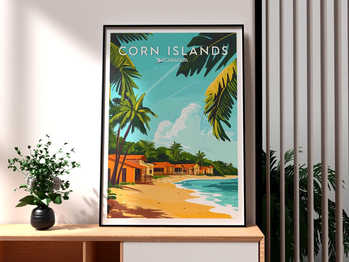 Corn Islands Print Nicaragua Wall Art Travel Central America