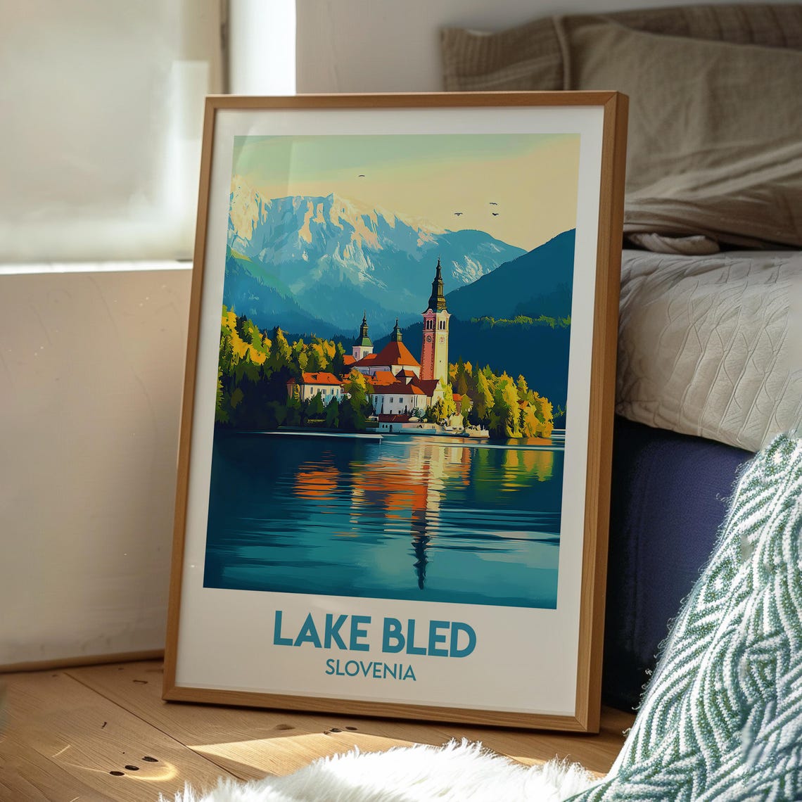 Lake Bled Travel Poster, Julian Alps Wall Art - Image 3