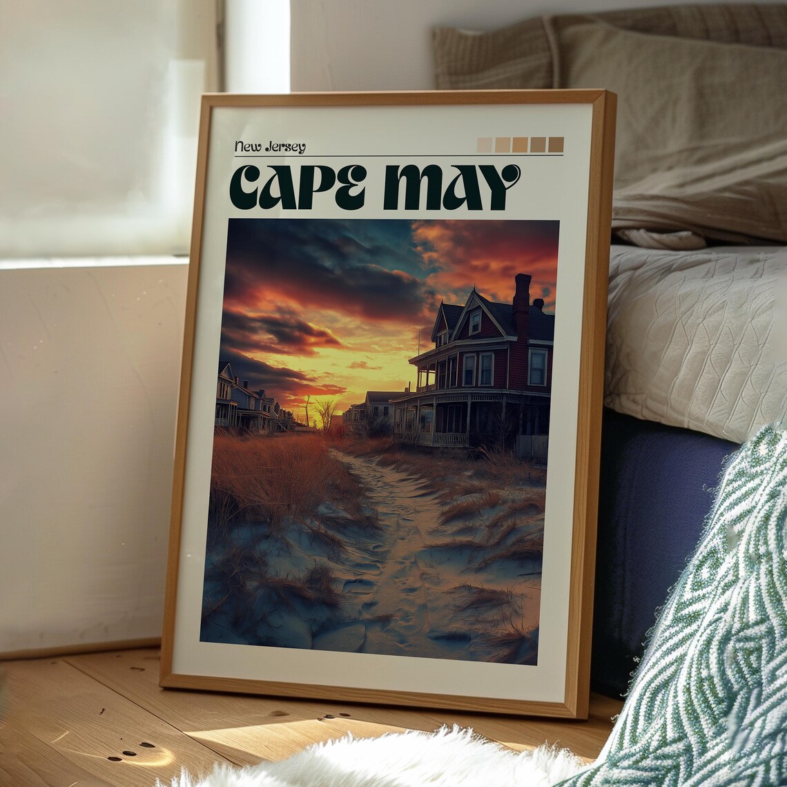 Cape May New Jersey Sunset Beach Houses Shore Town Travel Poster - Image 3