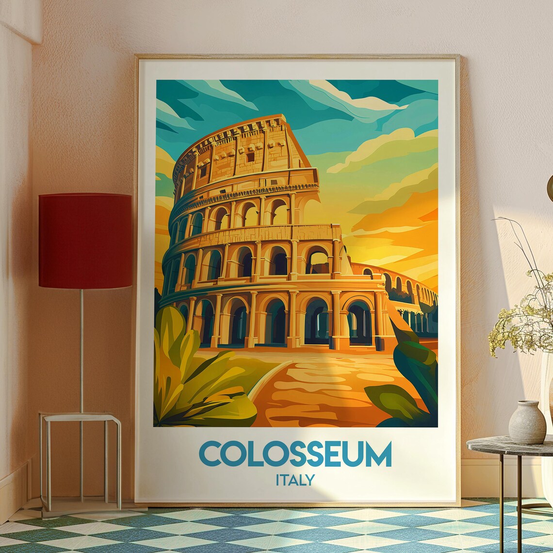 Colosseum Rome Italy Ancient Arena Sunset Golden Travel Poster - Image 2