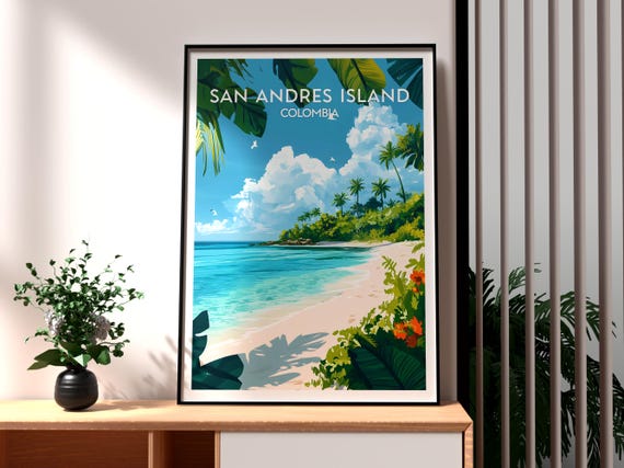 San Andres Poster Island Art Colombia Travel Print Wall Backpacking South America