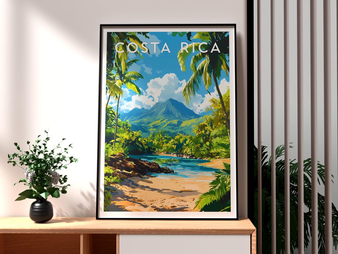 Costa Rica Print Wall Art Central America Poster Travel San Jose Mountains