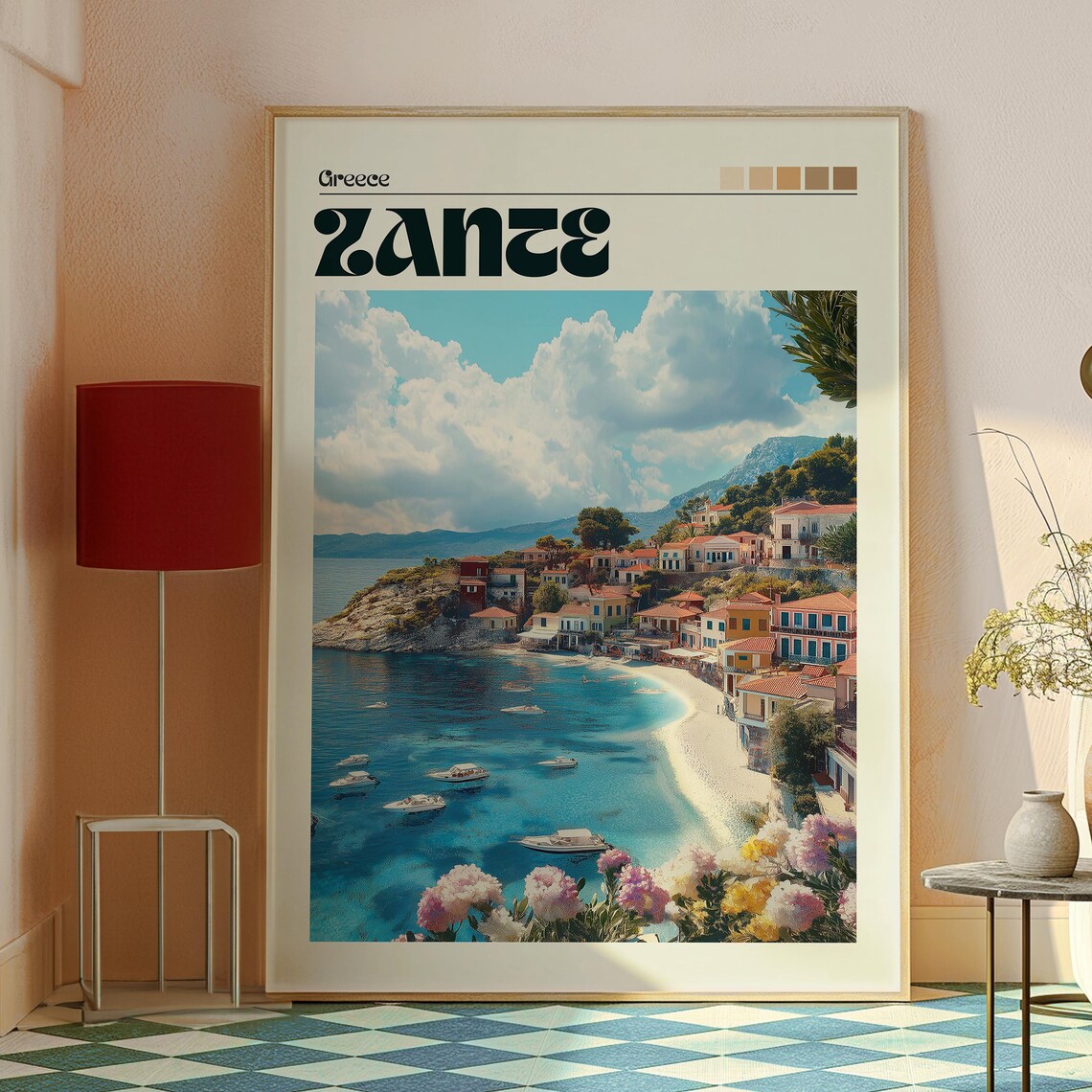 Zante Greece Island Beach Harbor Boats Coastal Sunset Travel Poster - Image 2