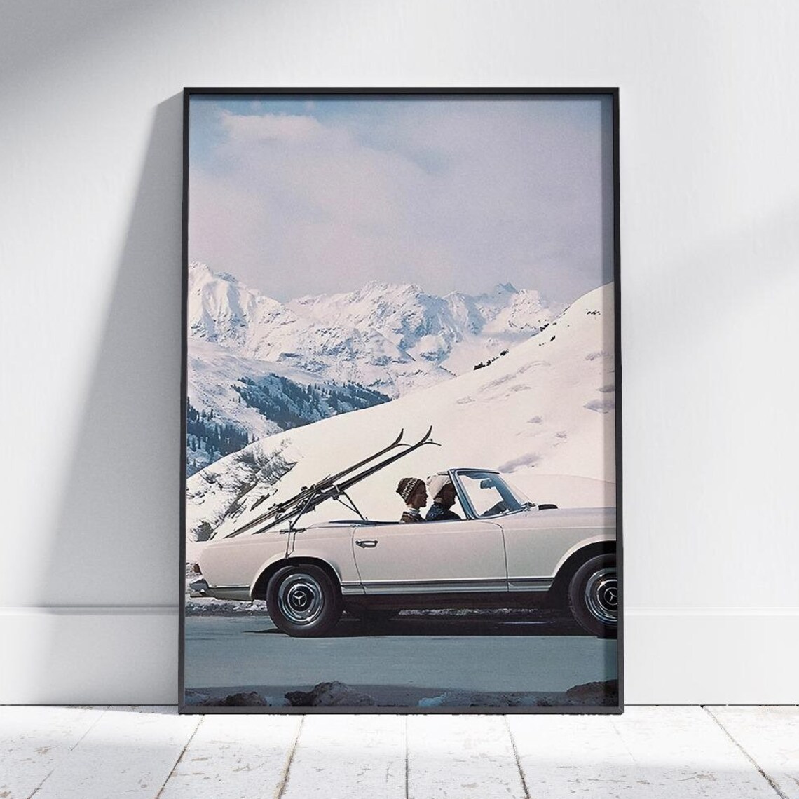 Vintage Retro Luxury Ski Photo Print, Winter Decor