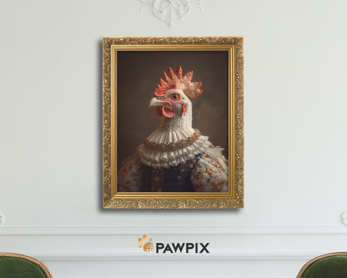 Royal Rooster Portrait Elizabethan Ruff Regal Chicken Wall Art Poster - Image 4