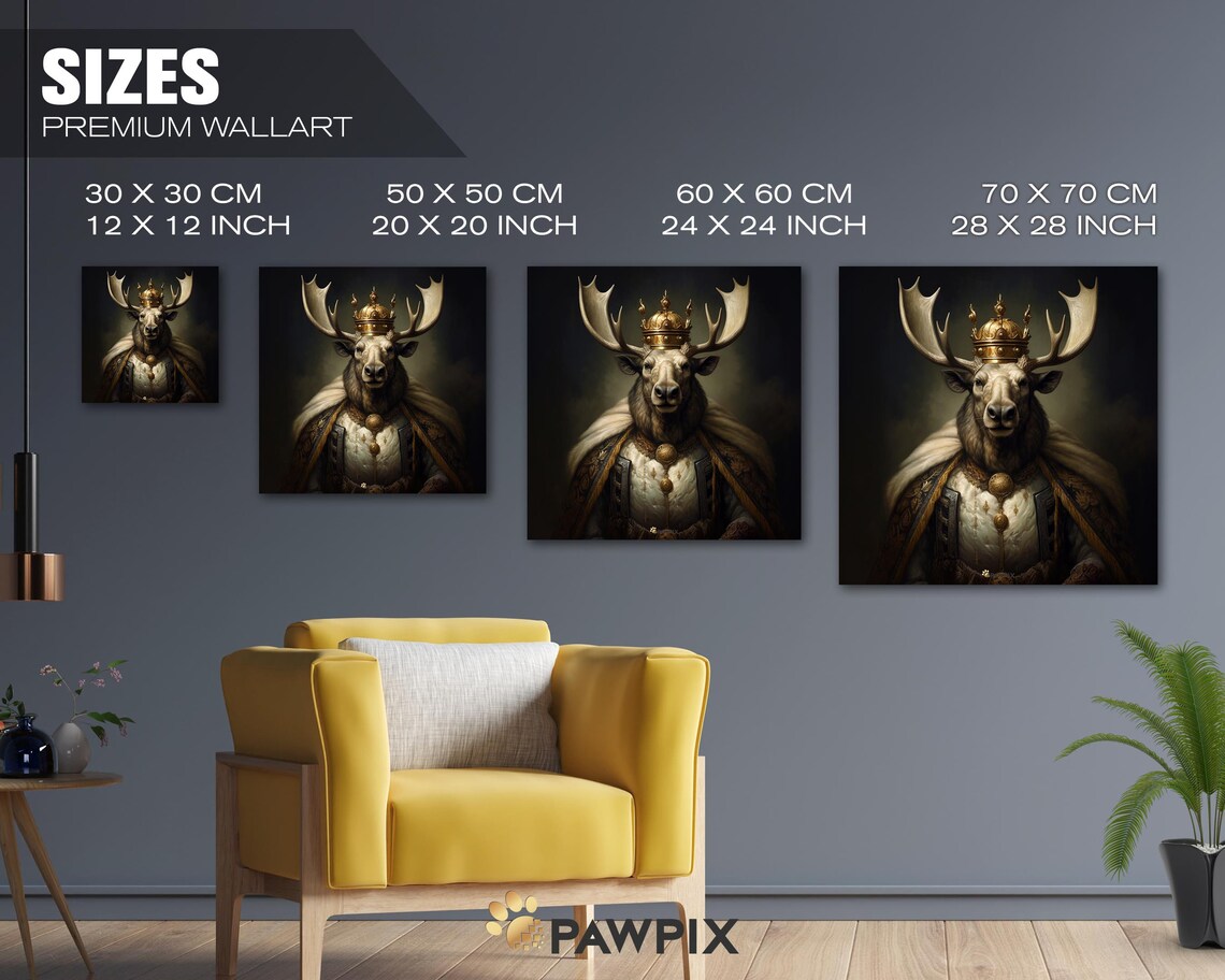 Regal Moose Poster King Of The Forest Wall Art Majestic Animal Portrait Wildlife Art Print Nature Lover Gift Fantasy Decor - Image 2