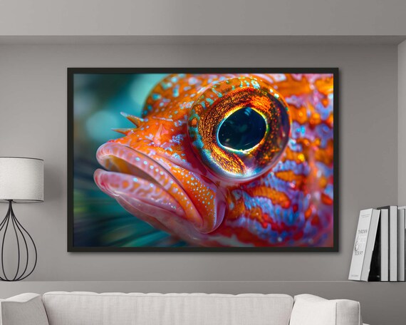 Fish Extreme Close Up Colorful Spotted Eye Underwater Macro Photo Poster