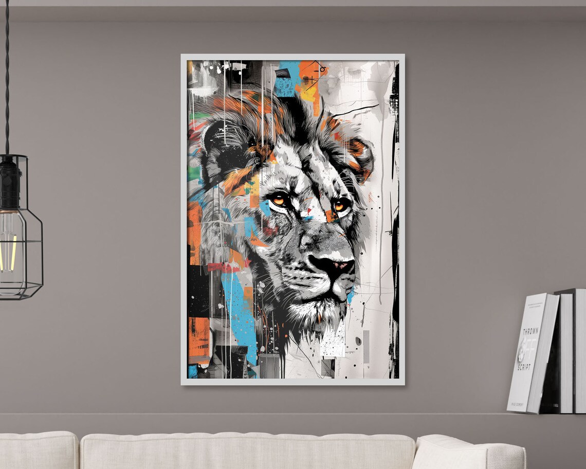 Graffiti Lion Art Print, Urban Style Illustration