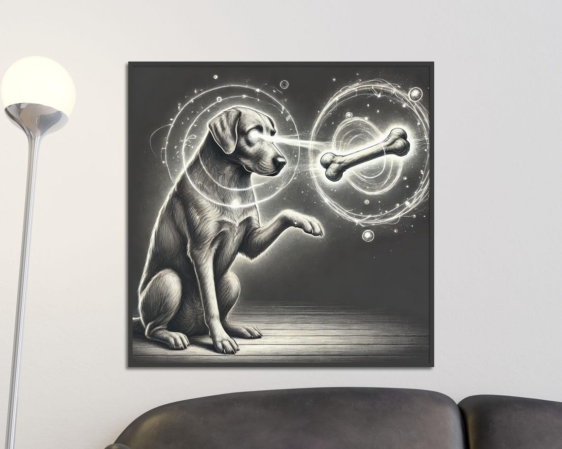 Telekinetic Labrador Levitating Bone Cosmic Sci Fi Dog Art Poster - Image 2