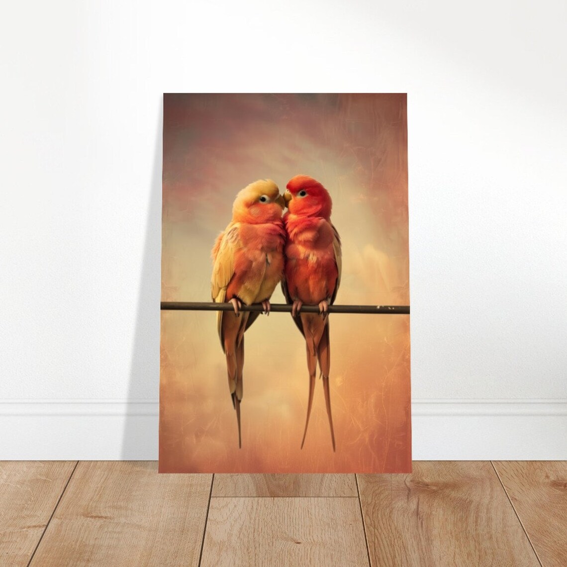 Sunset Serenade Warm Toned Lovebird Pair Poster Romantic Avian Art Animal Poster Art Print Wall Art Perfect For Bedroom Living Room - Image 4