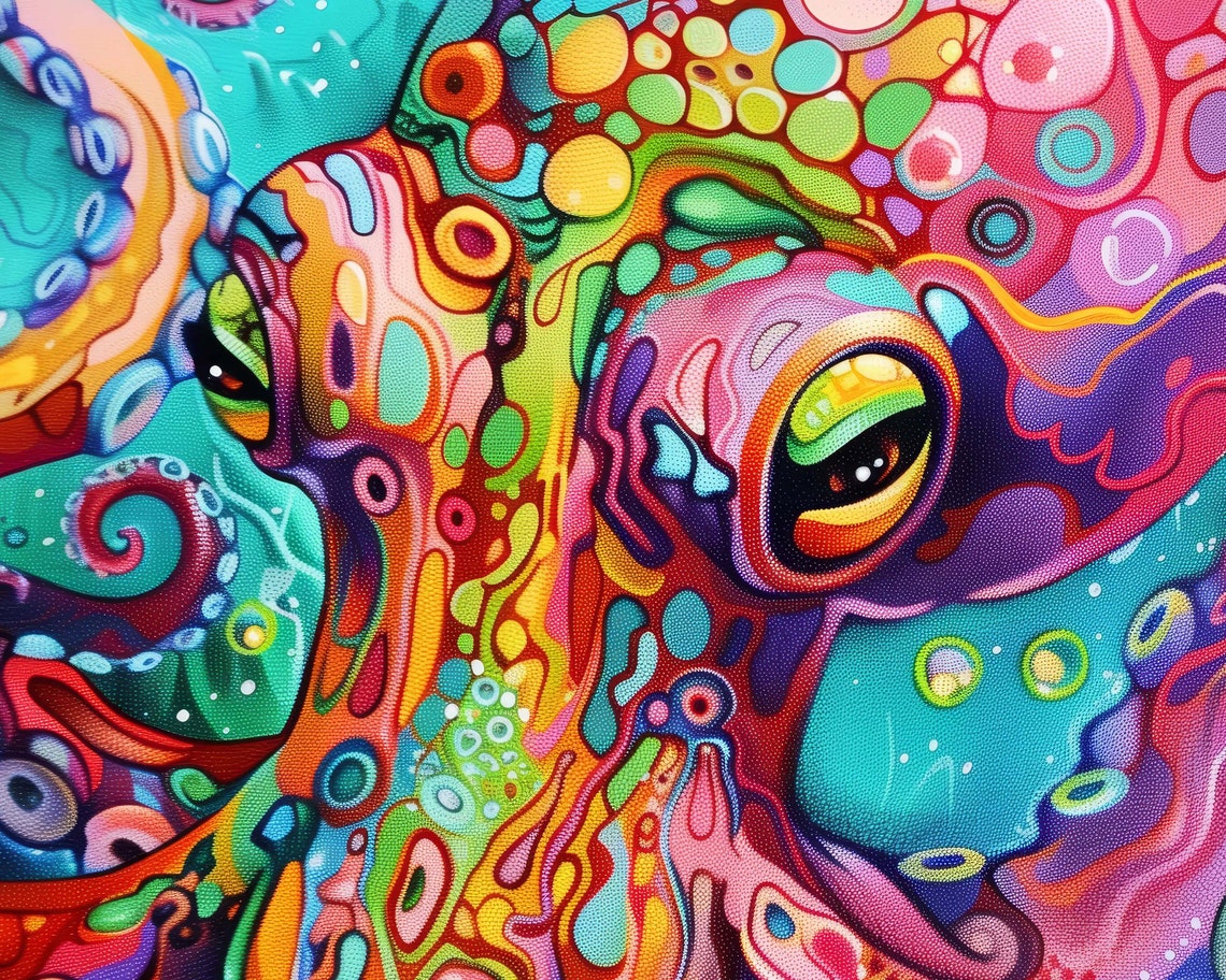 Psychedelic Octopus Color Explosion Abstract Ocean Wall Art Print - Image 3
