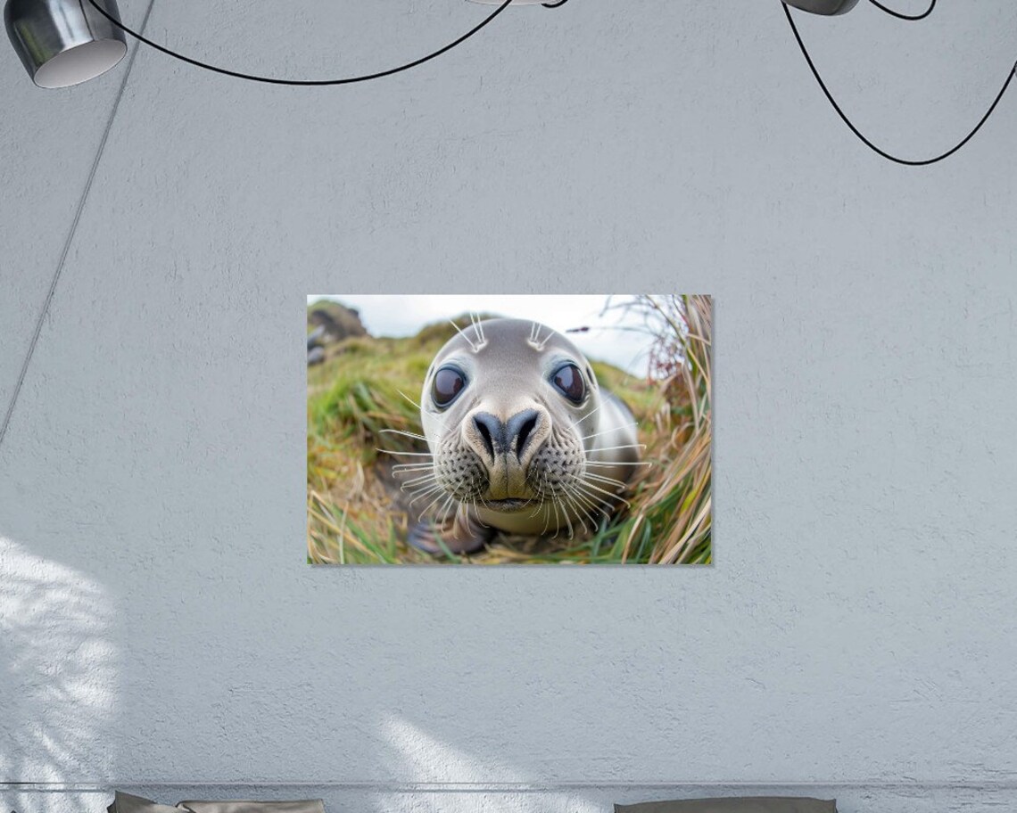 Seal Pup Face Close Up Whiskered Wildlife Photo Playful Nose Poster - Image 2