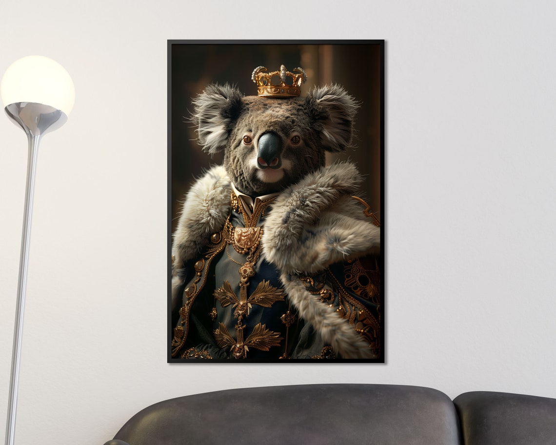 Royal Koala In Gold Crown Regal Marsupial Portrait Wall Art Poster - Image 3