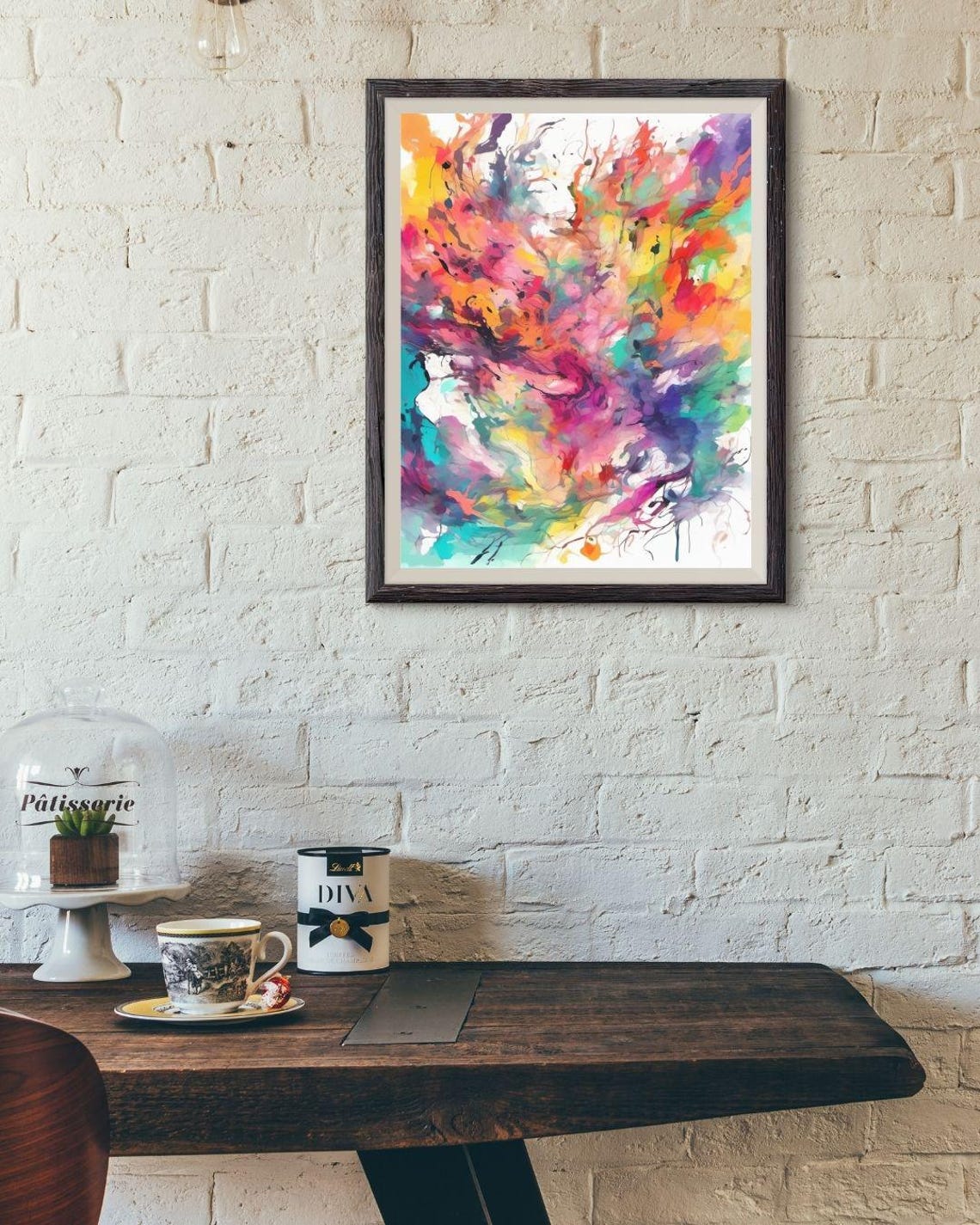 Colorful Abstract Ink Splash Magenta Orange Teal Modern Art Print - Image 2