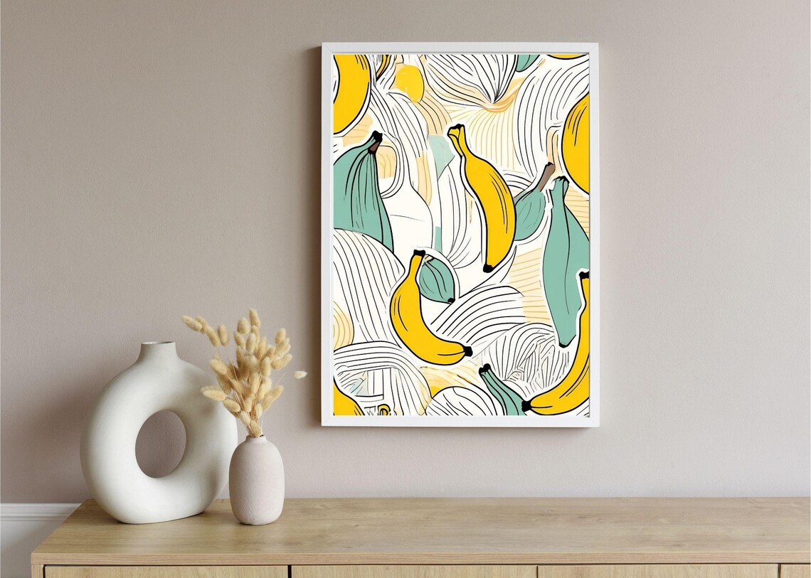 Banana Print Fruit Print Art Abstract Wall Art Art Colourful Art Maximalist Minimalistic - Image 3