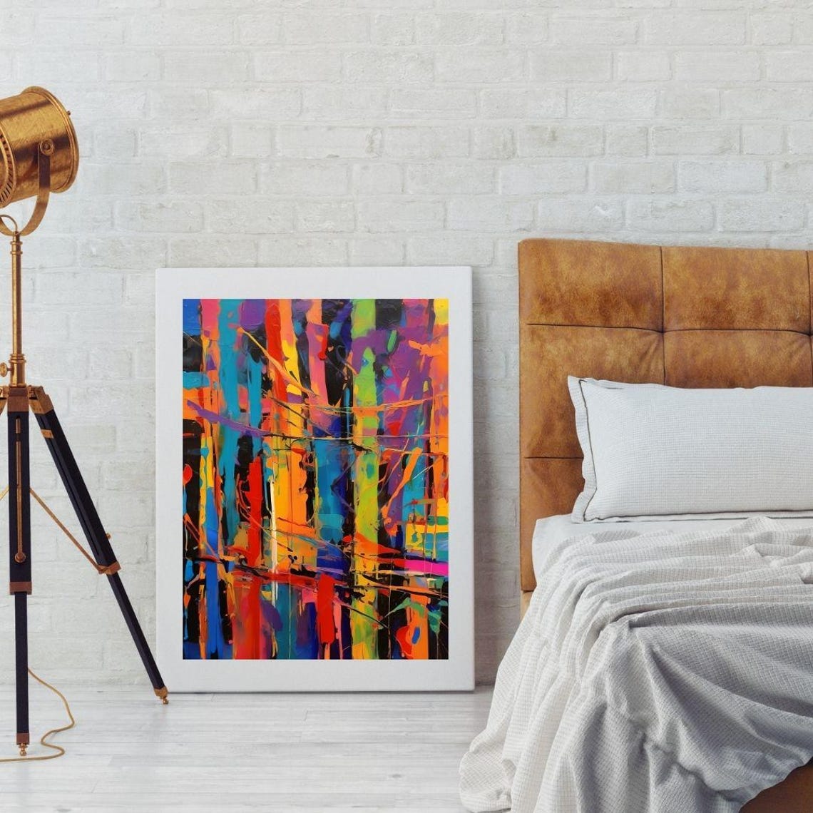 Bold Maximalist Abstract Vertical Brushstroke Colorful Modern Wall Art - Image 2