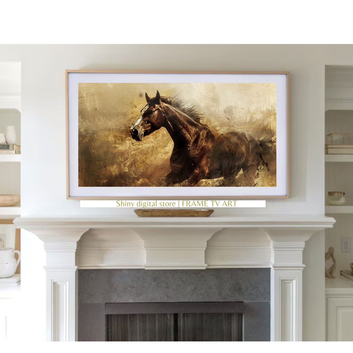 Frame Tv Art Farmhouse Beautiful Vintage Horse Instant Farmhouse Wildlife Animal Painting Dark Tv A013 - Image 3