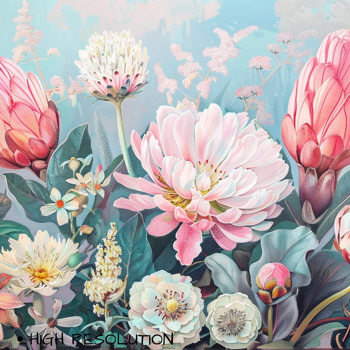 Frame Tv Art Pink Blue Wildflowers Spring Field Of Flowers Tv Art Vintage Meadow Floral Tv Art Cottagecore Tv Art - Image 3