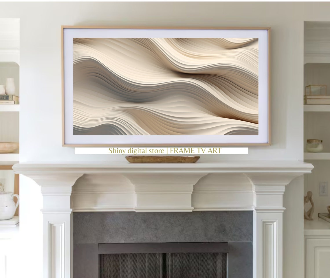 Abstract Beige Flowing Waves Modern Minimal Neutral Art Poster - Image 3