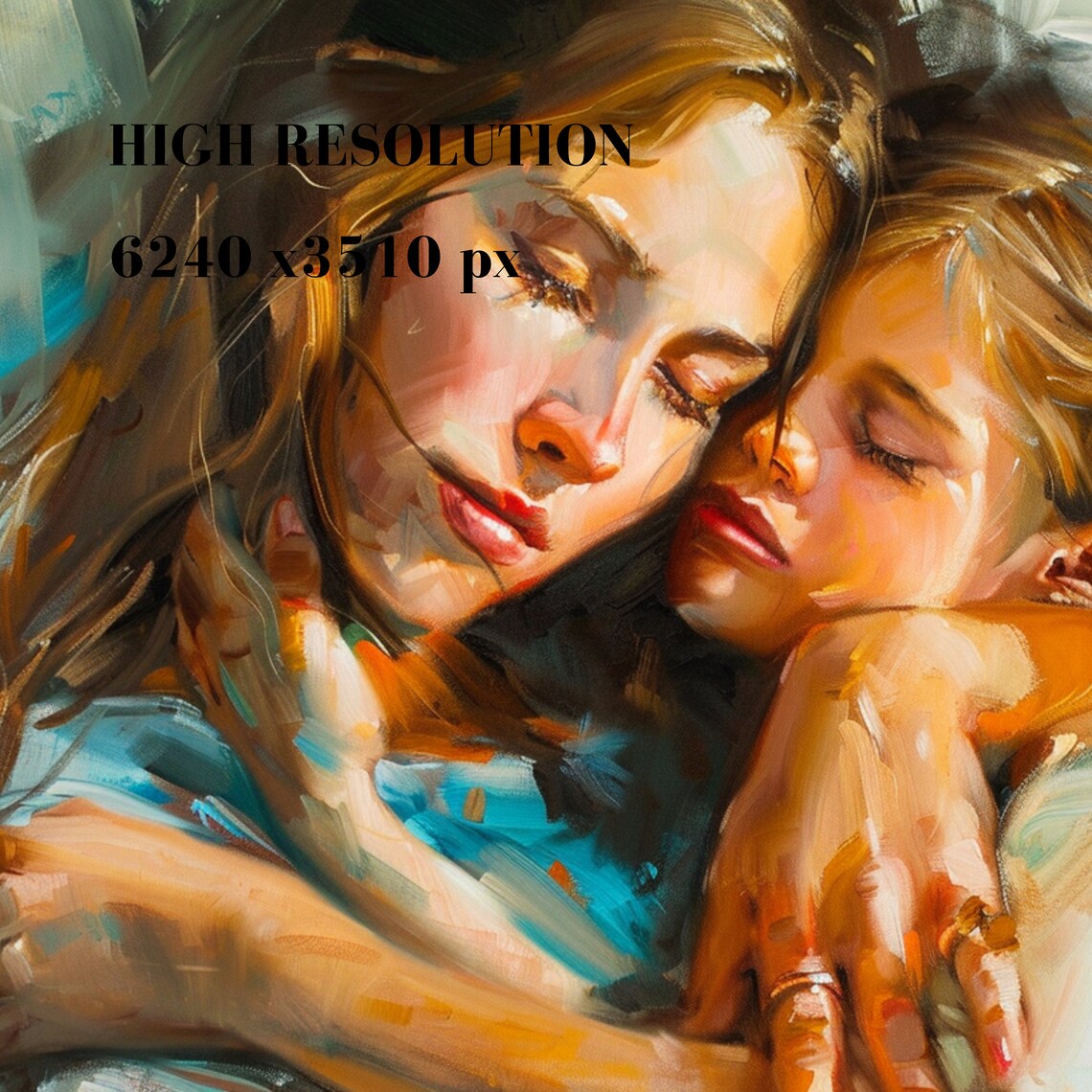 Mother And Child Tender Embrace Oil Painting Mothers Day Poster - Image 3