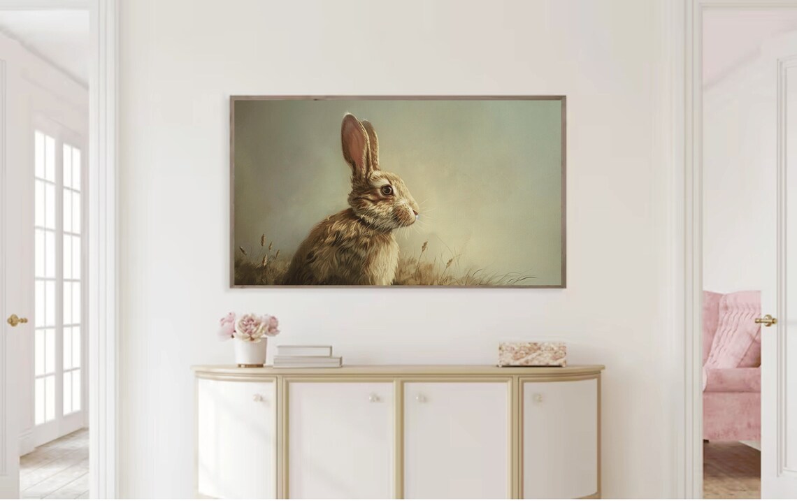 Easter Bunny Spring Rabbit Painting Decor - Image 2