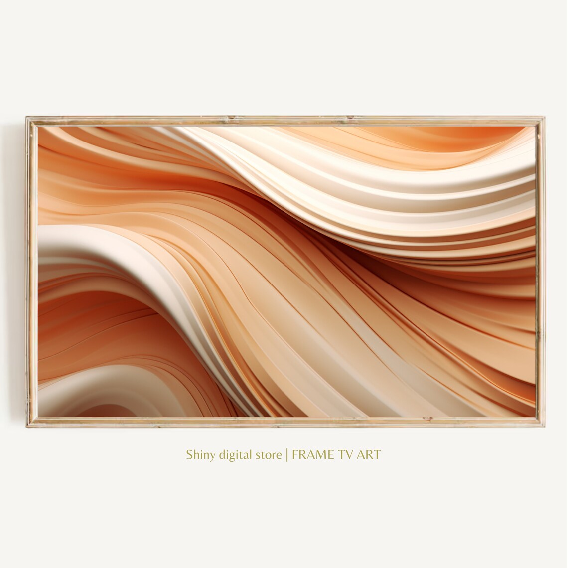 Warm Terracotta Beige Silk Waves Modern Abstract Swirl Wall Art