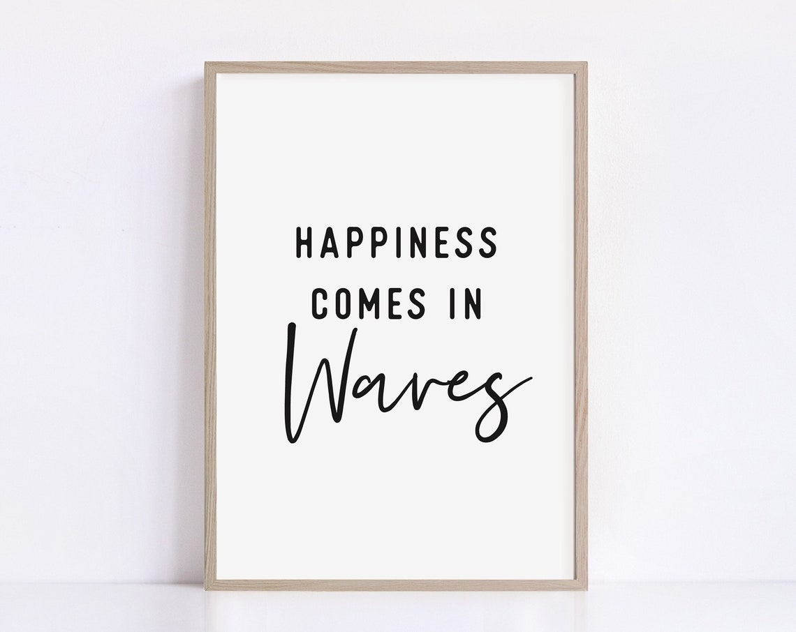 Happiness Comes In Waves Coastal Beach House Uplifting Quote Poster - Image 2