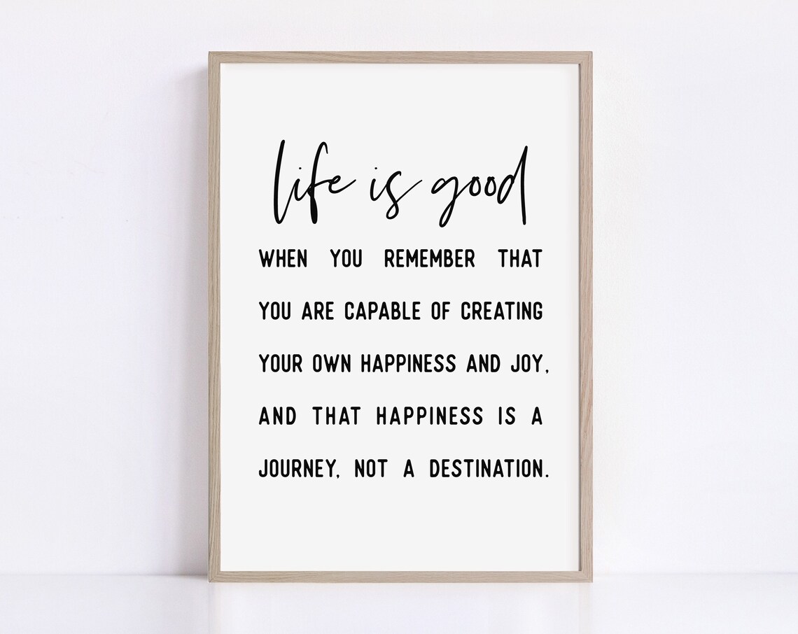 Life Is Good Happiness Is a Journey Script Inspirational Quote Poster - Image 2