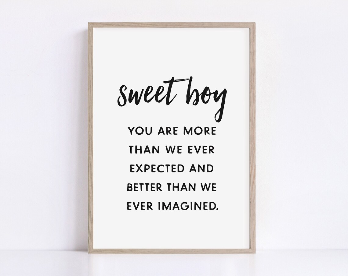 Sweet Boy Nursery Quote You Are More Than Ever Expected Typography Poster