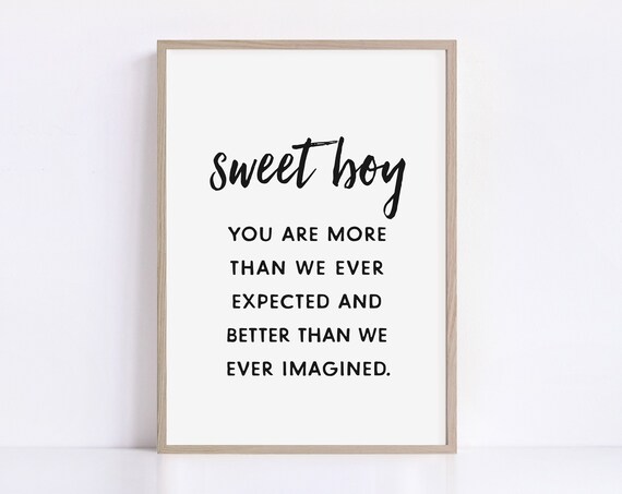 Sweet Boy Nursery Quote You Are More Than Ever Expected Typography Poster