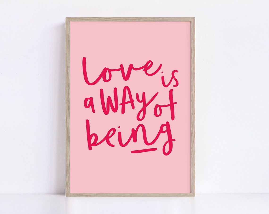 Love Is a Way of Being Red Script Pink Romantic Quote Wall Poster - Image 2