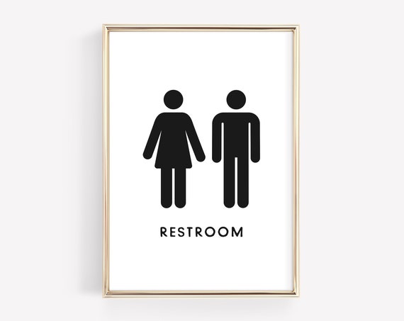 Unisex Restroom Sign, Airbnb Bathroom Art Print