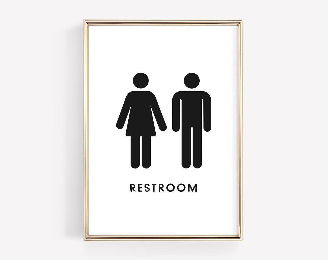 Unisex Restroom Sign, Airbnb Bathroom Art Print