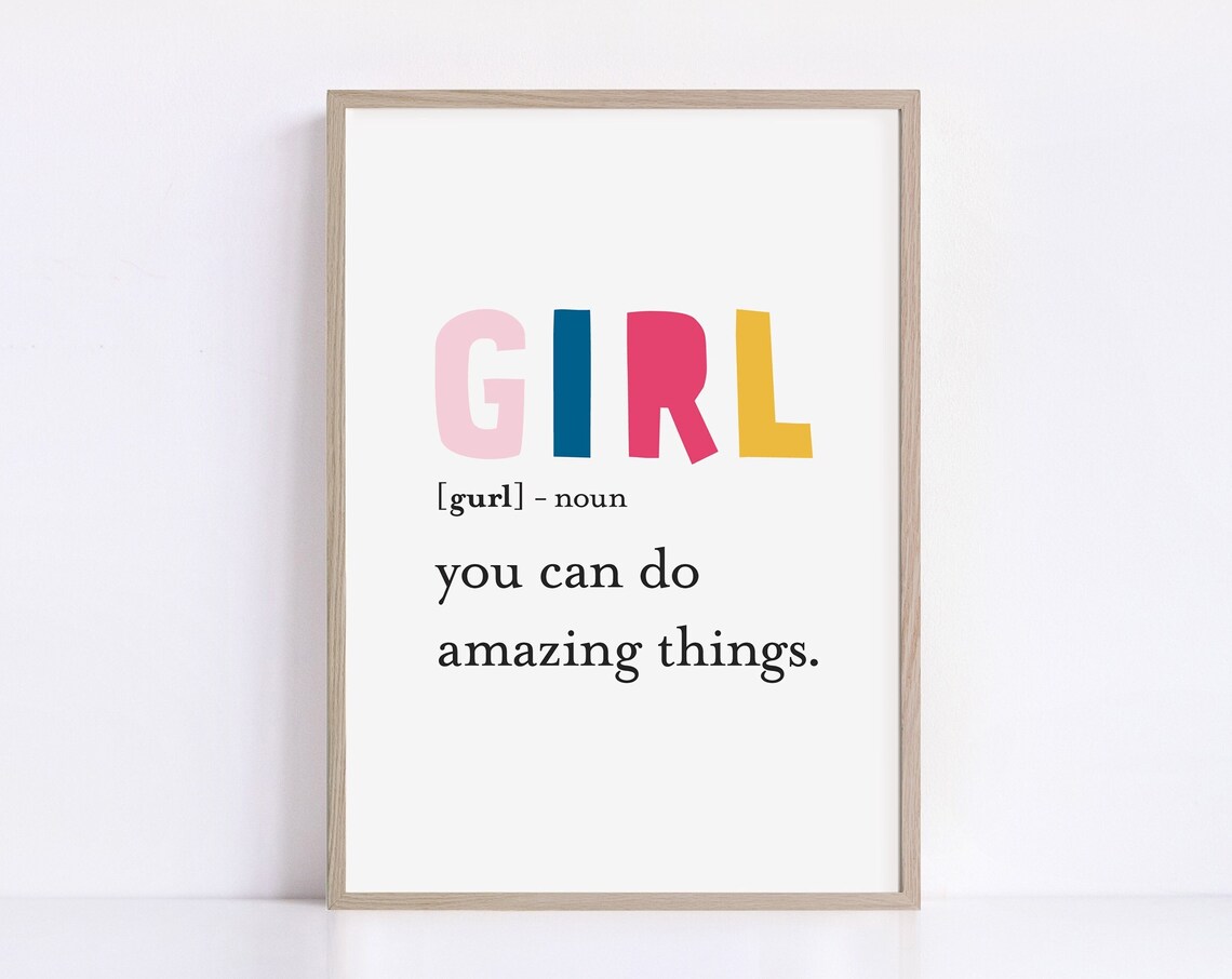 Girl You Can Do Amazing Things Colorful Block Letter Definition Poster