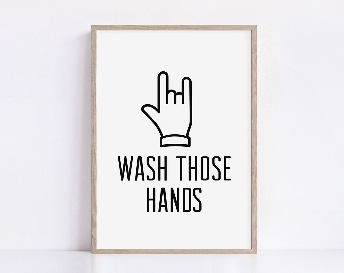 Wash Those Hands Hand Icon Funny Bathroom Rules Reminder Sign Poster - Image 2