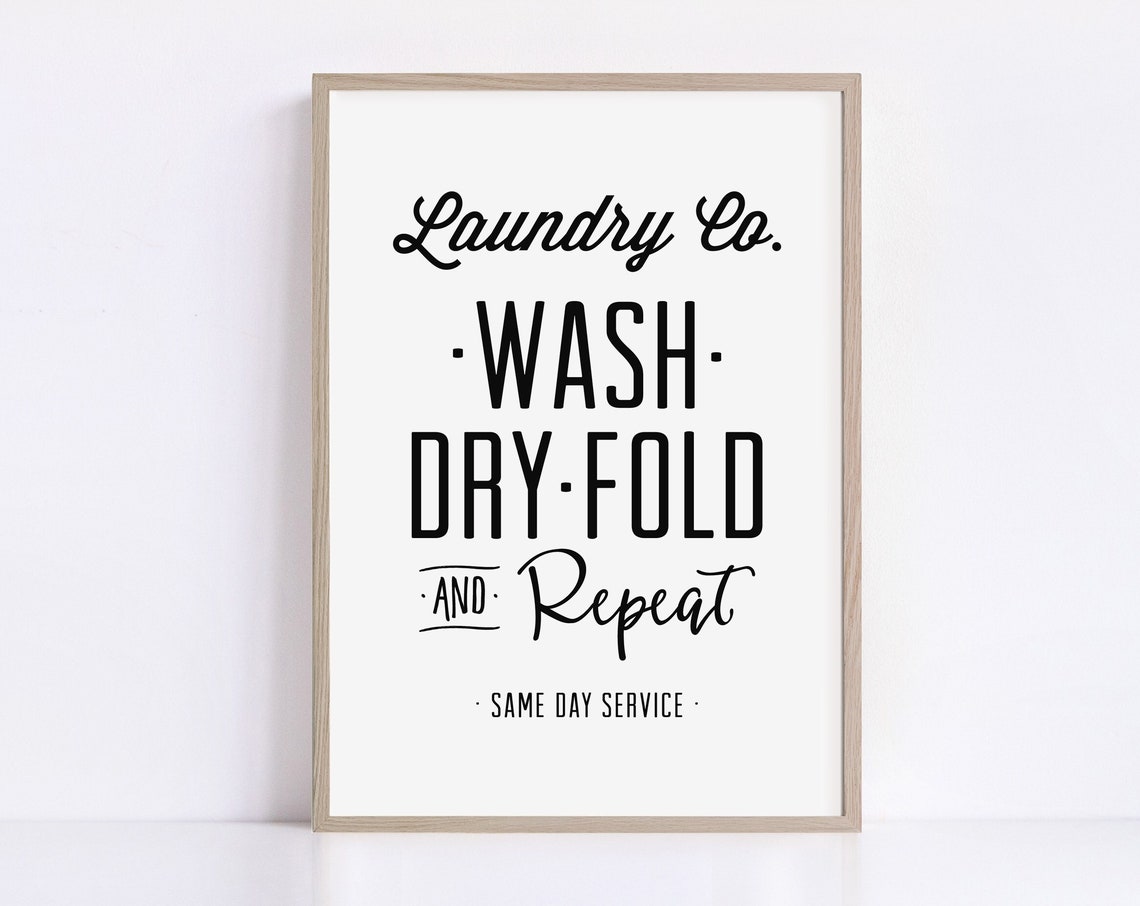 Laundry Co Wash Dry Fold And Repeat Farmhouse Sign Decor Poster