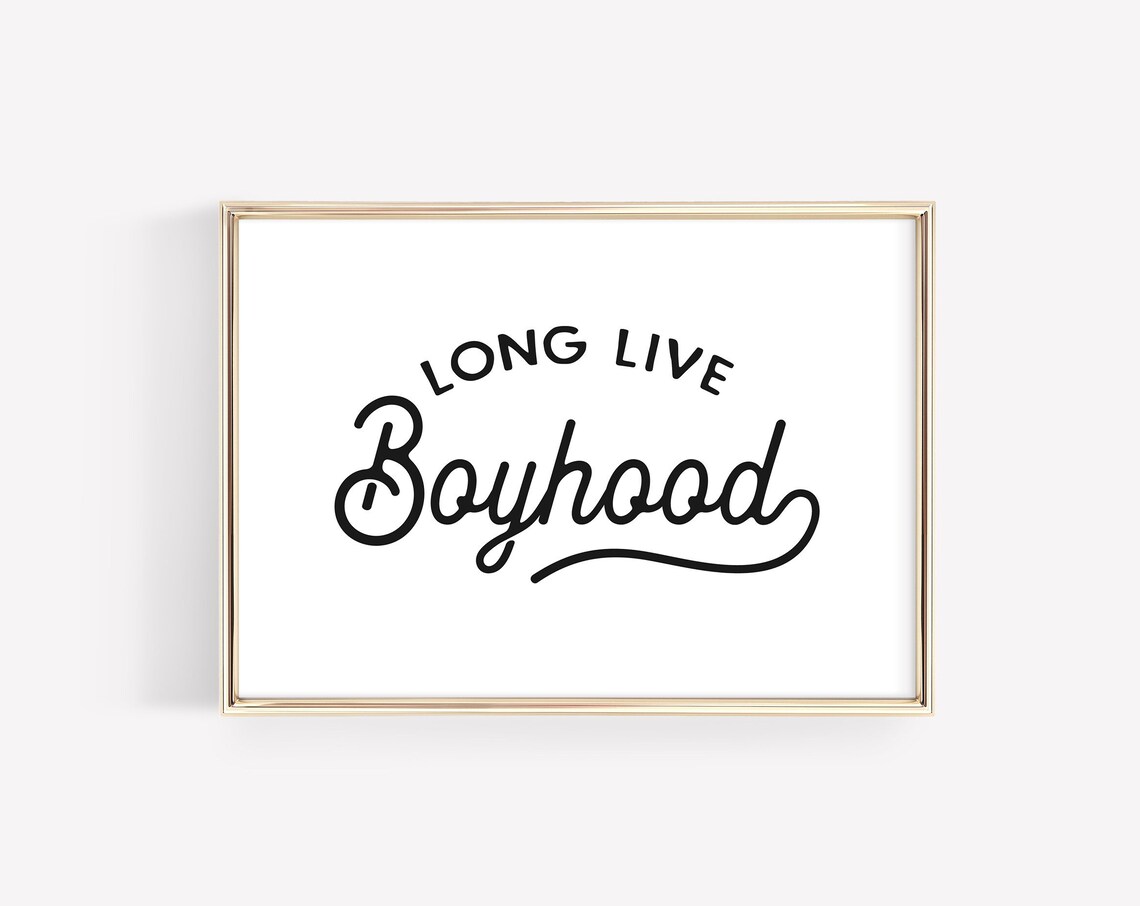 Long Live Boyhood Playful Retro Script Nursery Kids Room Poster - Image 3