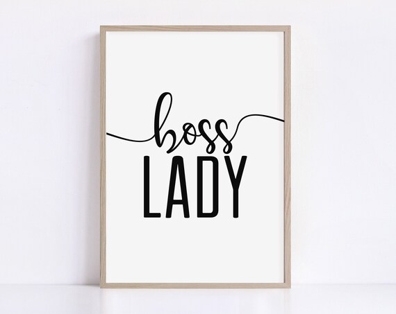 Boss Lady Script Calligraphy Gift For Women Minimalist Office Poster