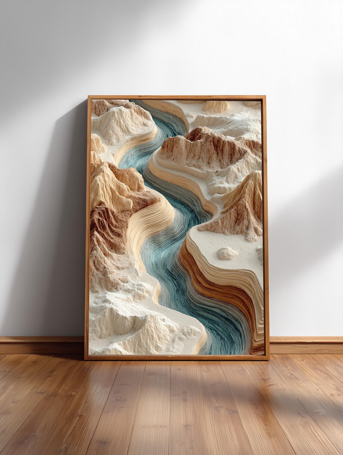 Topographic Canyon Art Print, Layered Terrain Abstract