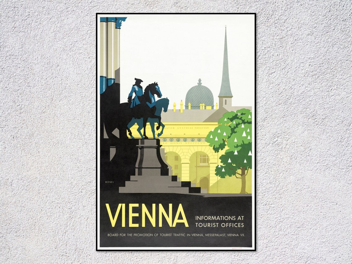 Vienna Austria Vintage Travel Poster, Retro Tourism
