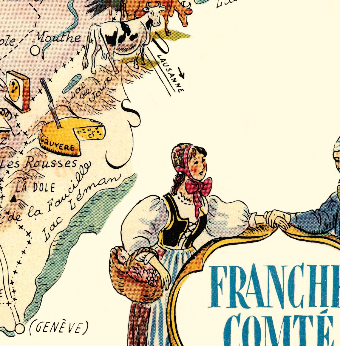 Franche-Comté Vintage Map Poster, Regional France