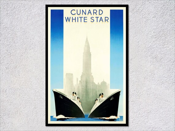 Cunard White Star Vintage Cruise Travel Poster