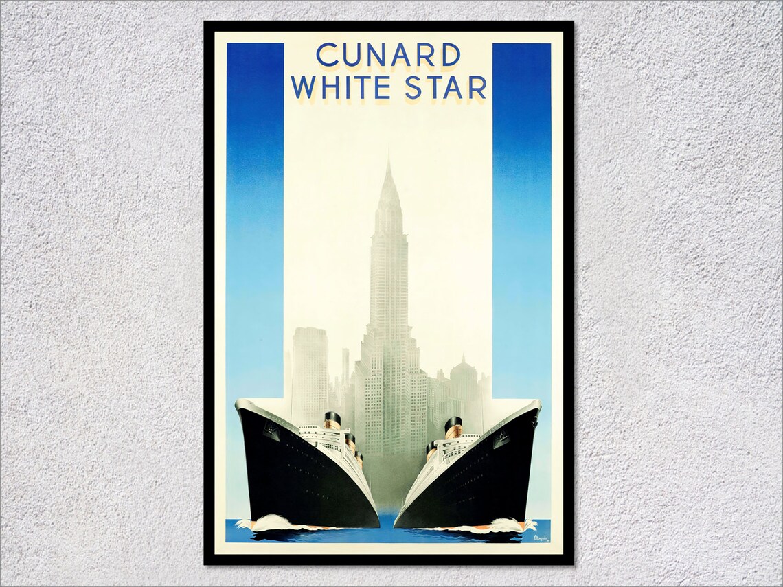 Cunard White Star Vintage Cruise Travel Poster