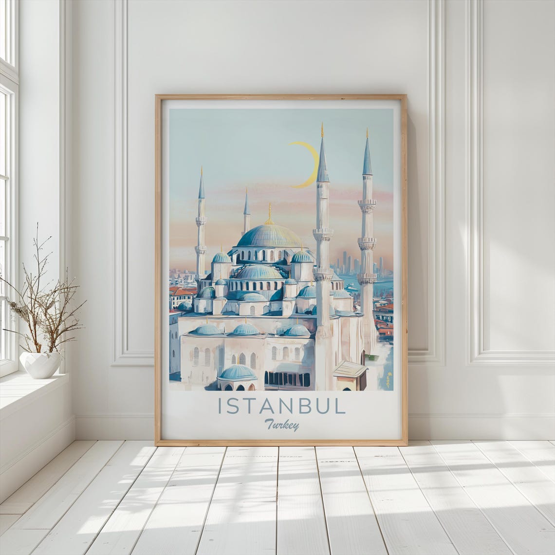 Istanbul Turkey Blue Mosque Minarets Crescent Moon Dawn Poster - Image 4