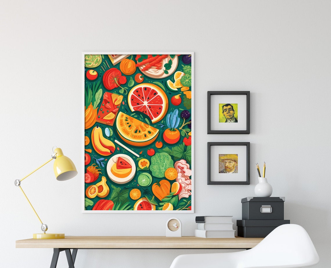Colorful Fruit Illustration Citrus and Berries Cheerful Kitchen Print - Image 4