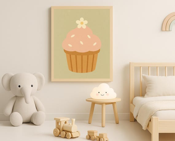Cupcake Nursery Wall Art Pastel Kitchen Print For Kids Girl Room Decor