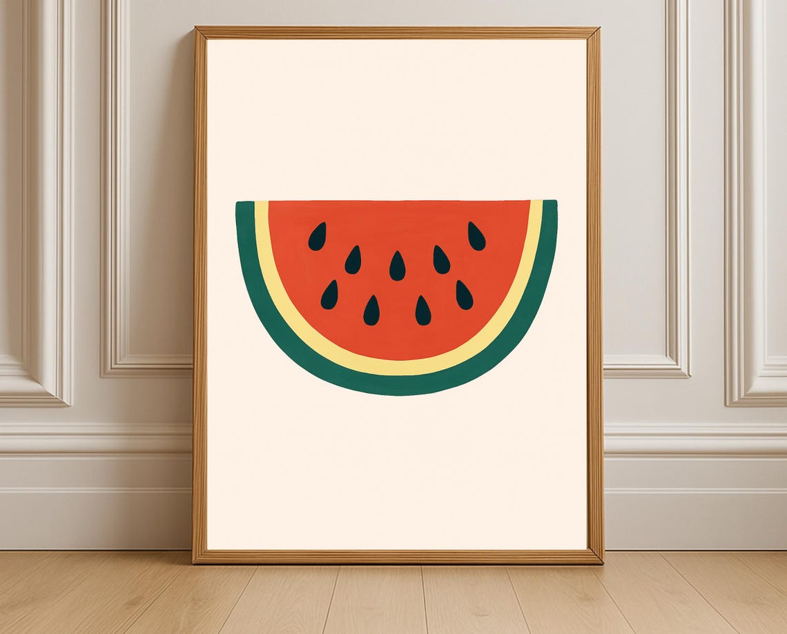 Minimalist Watermelon Slice Summer Fruit Kitchen Decor Poster
